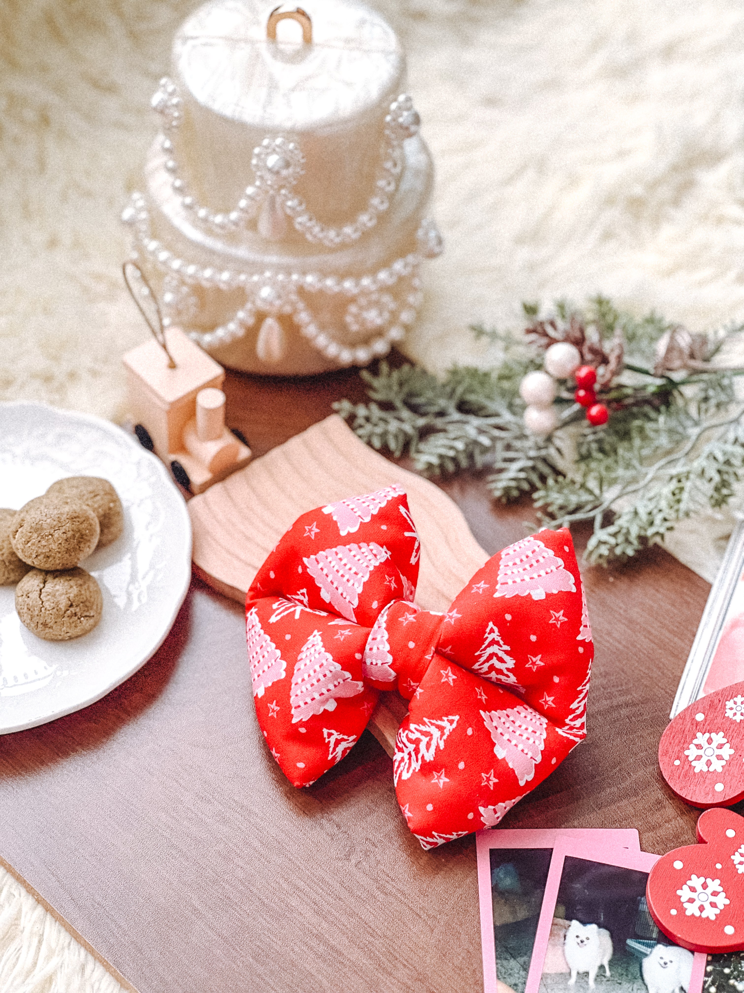 Christmas Trees Pillow Bow