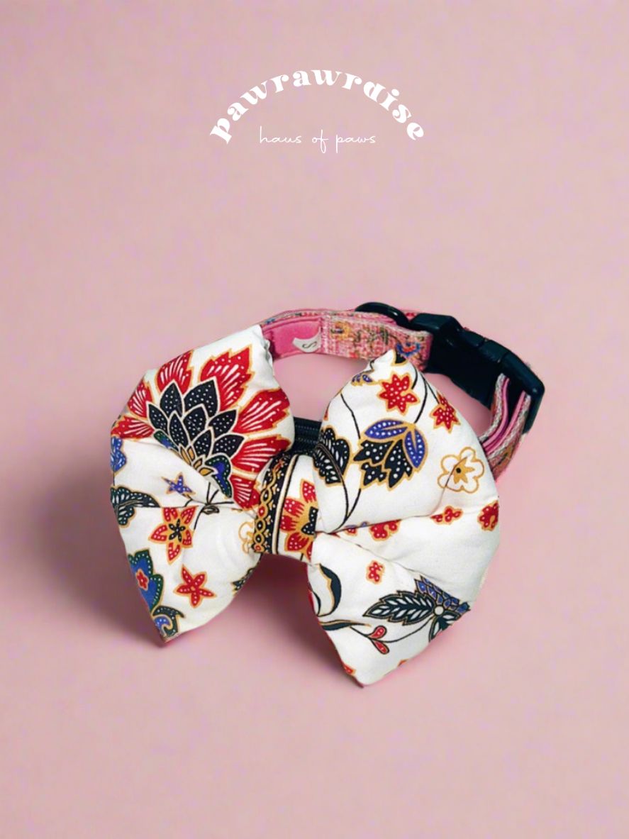 Lowen Batik Pillow Bow / White