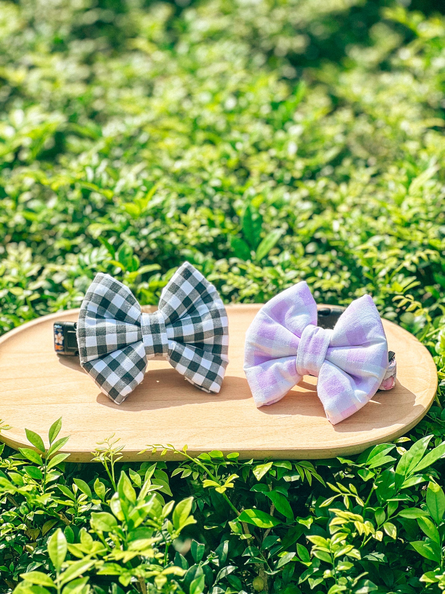 Checkered Pillow Bow / Lilac