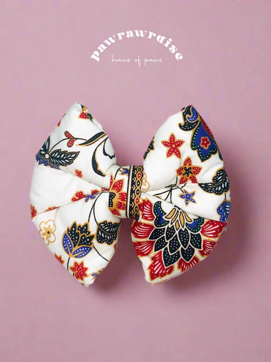 Lowen Batik Pillow Bow / White