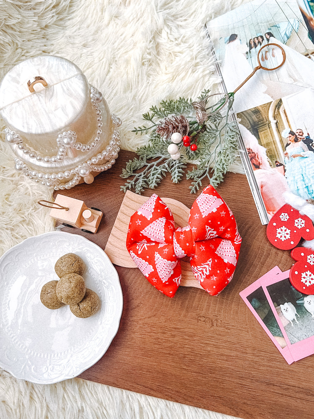 Christmas Trees Pillow Bow