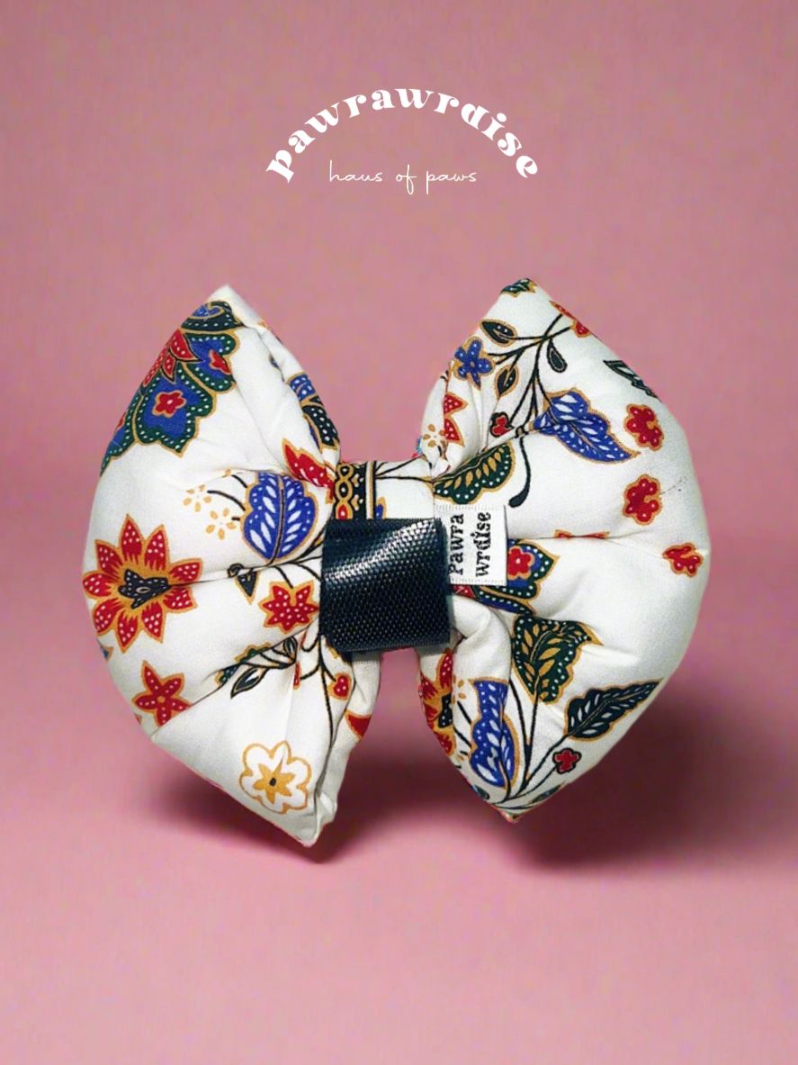 Lowen Batik Pillow Bow / White