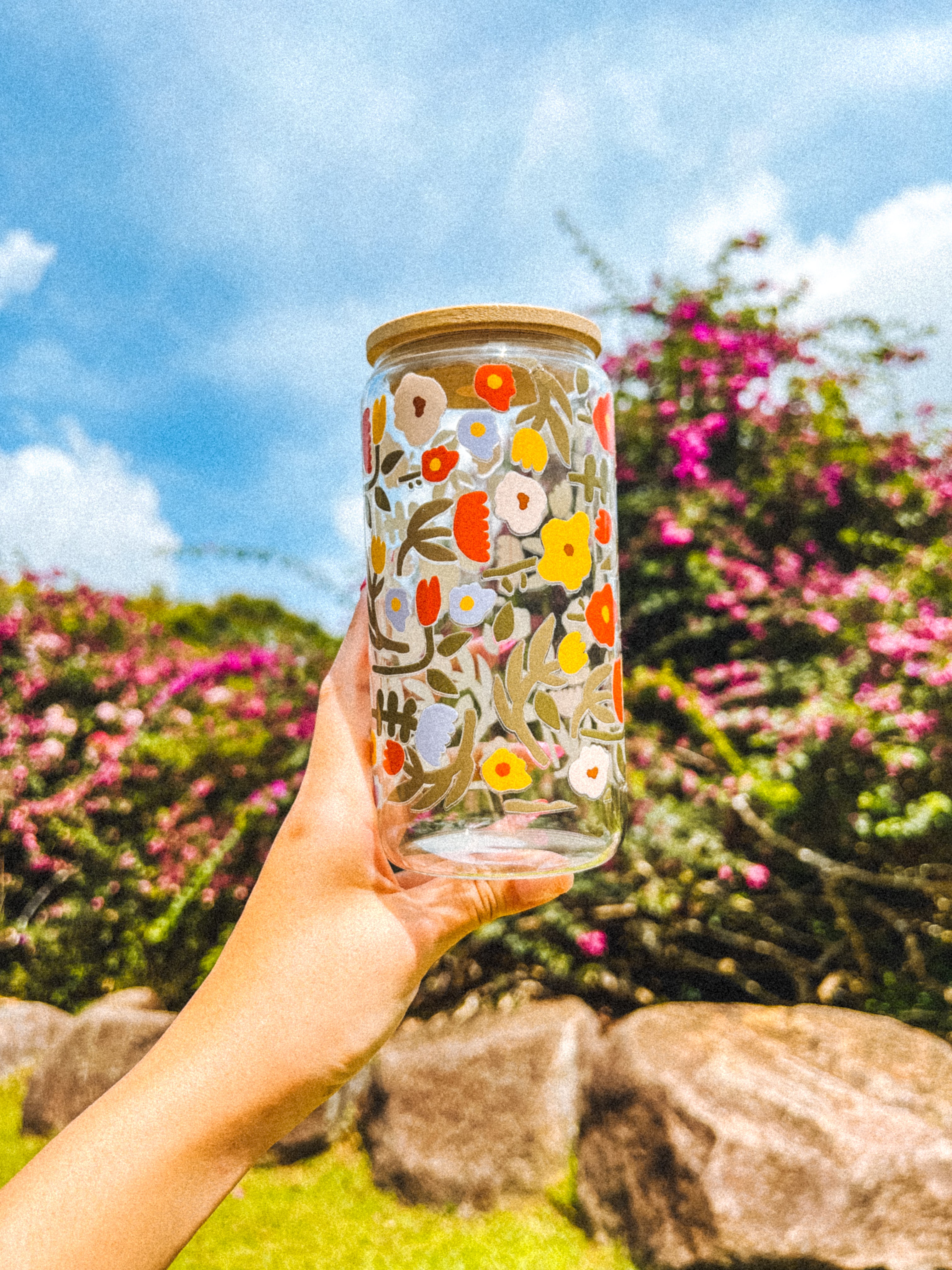 Blooms 16oz Glass Cup