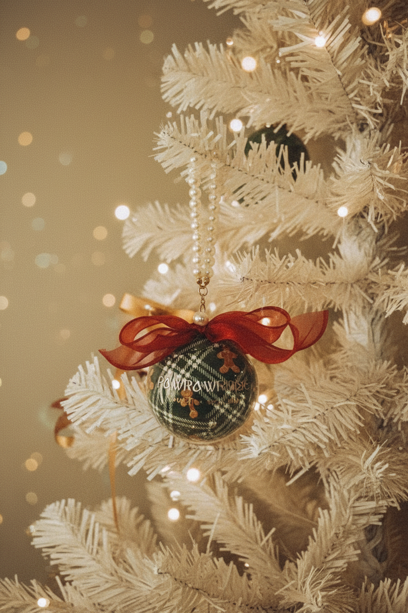 Ruby Ribbon Pearl Ornament