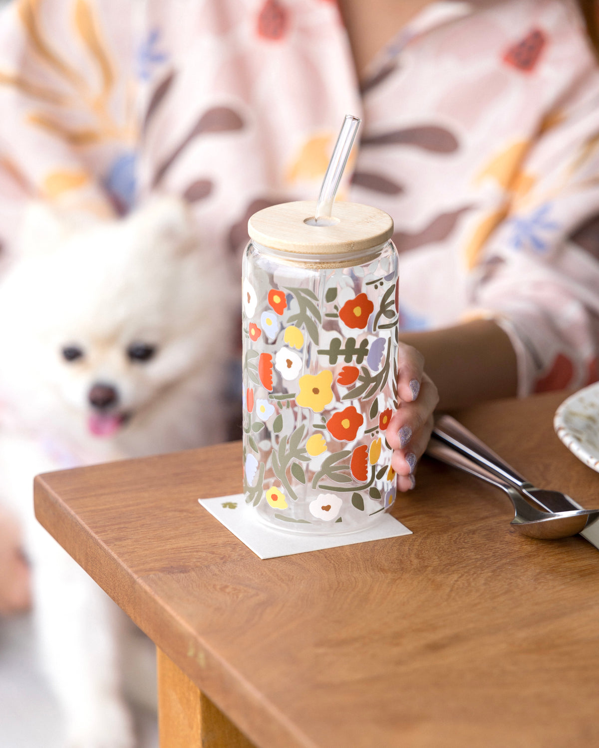 Blooms 16oz (470ml) Glass Cup
