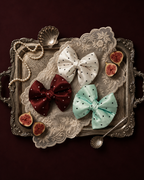 Polka Dots matching pet accessories by Pawrawrdise