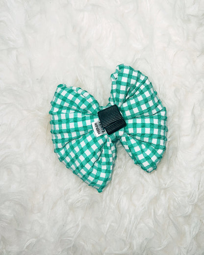 Poppy Seersucker Pillow Bow / Neon Green