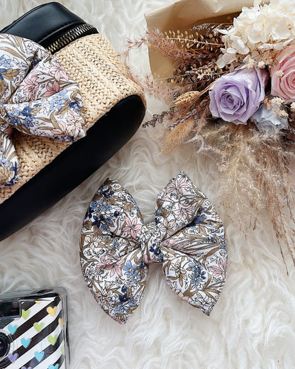 Halia Neutral Floral Pillow Bow