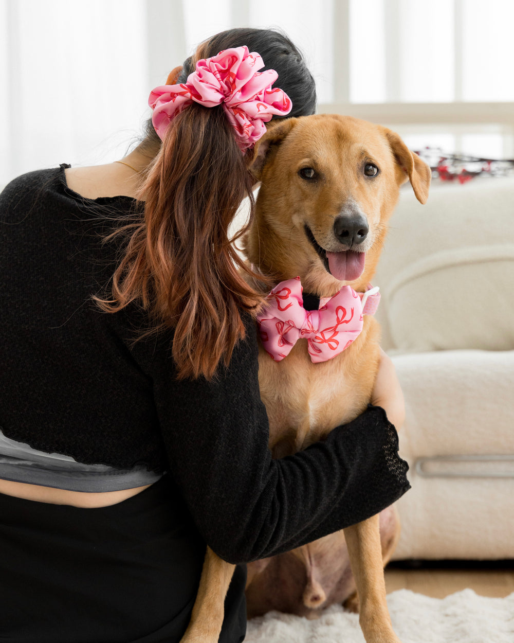 Marcy Bows matching human scrunchie and pet bow by Pawrawrdise