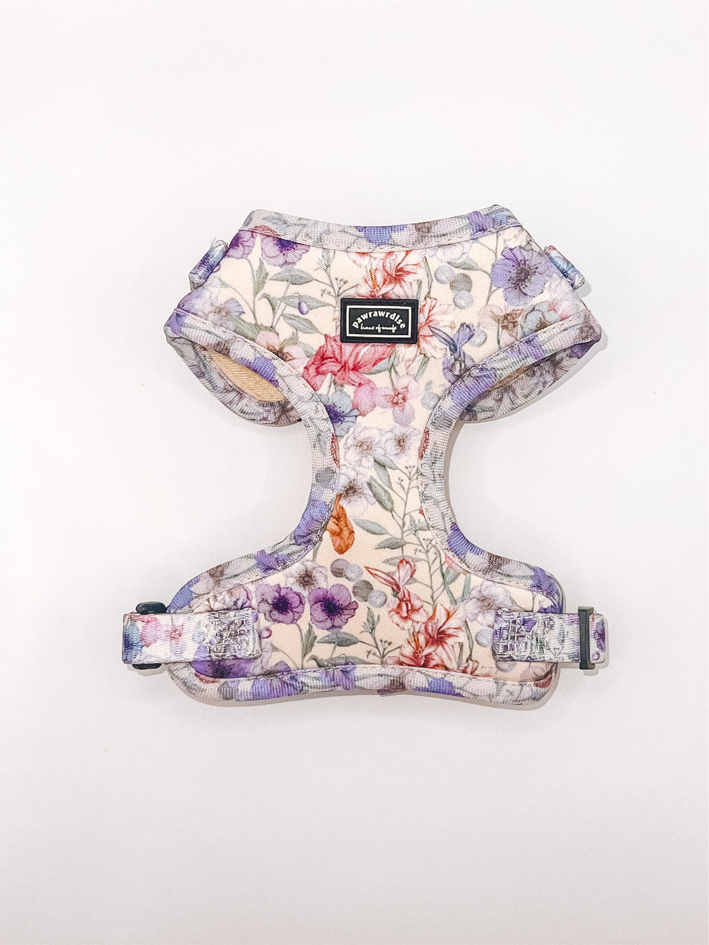 Whimsical floral harness close-up
