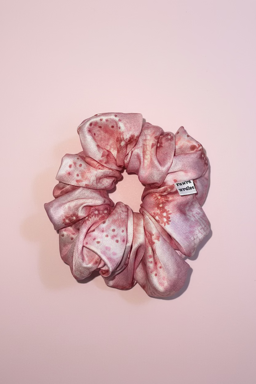 Blush Bloom Large Scrunchie – matching hair accessory for pet parents in a soft floral print
