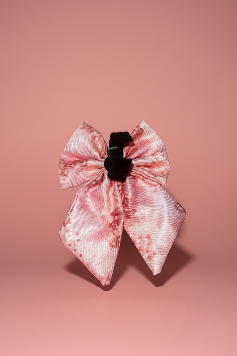 Blush Bloom Sailor Bow – decorative pet bow in a soft floral print