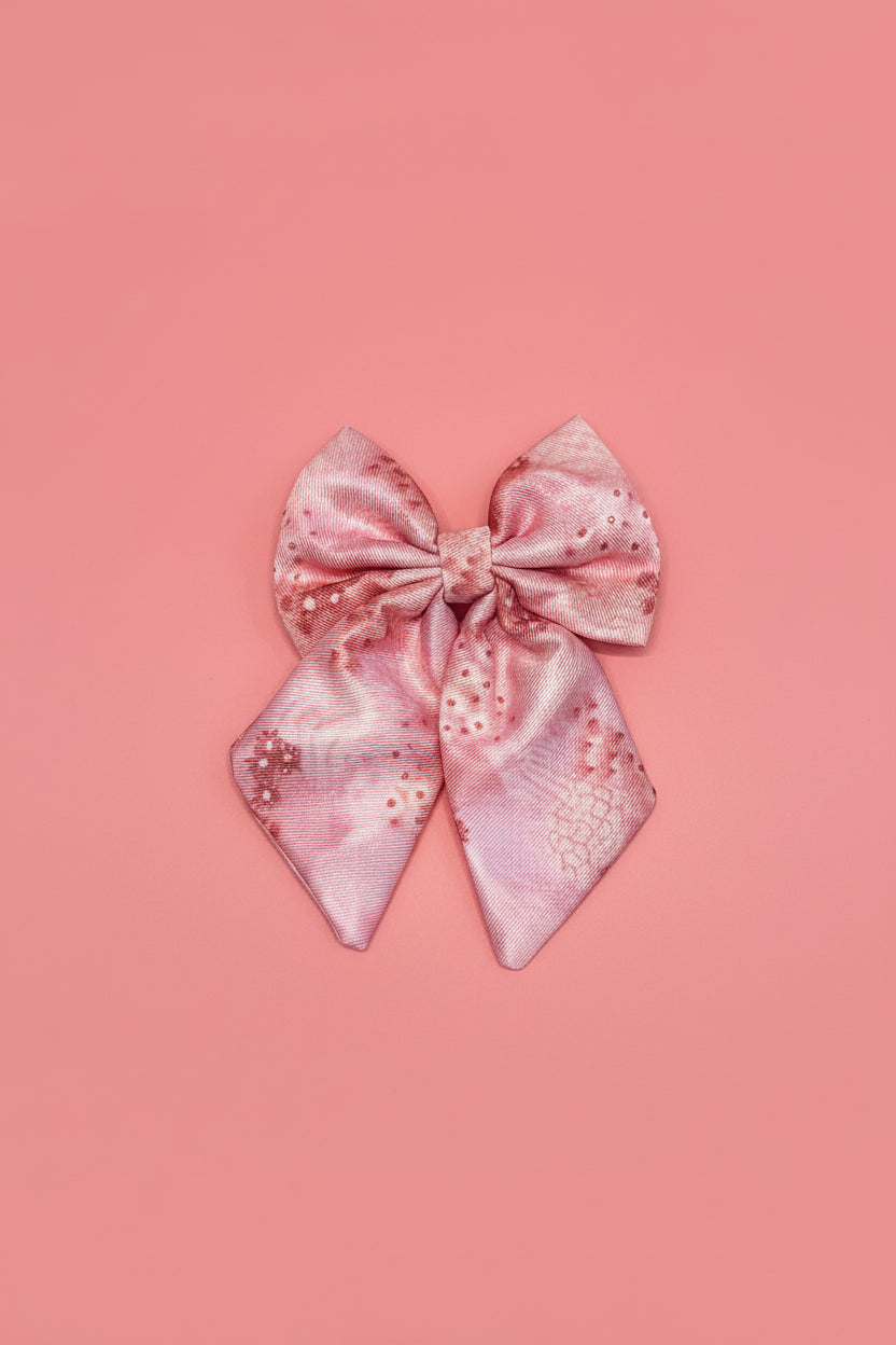 Blush Bloom Sailor Bow – decorative pet bow in a soft floral print