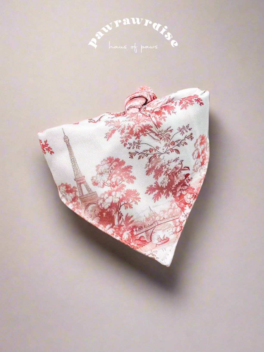City of Love Bandana – pet bandana in a romantic toile-inspired print