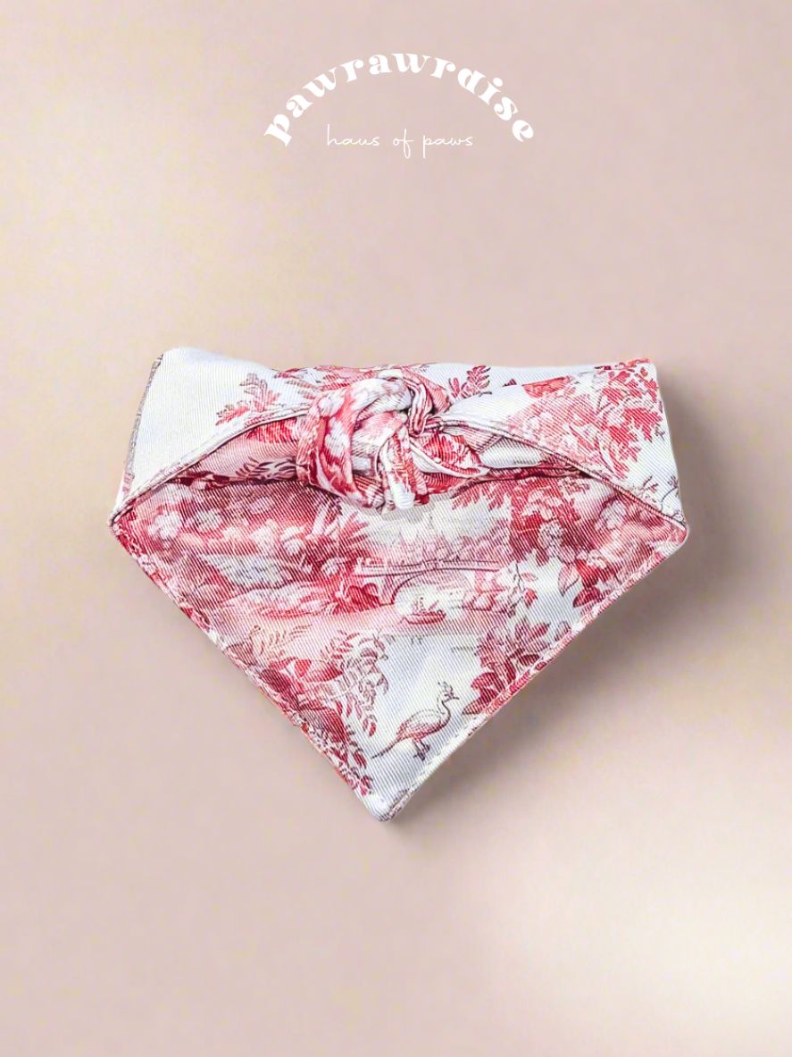 City of Love Bandana – pet bandana in a romantic toile-inspired print