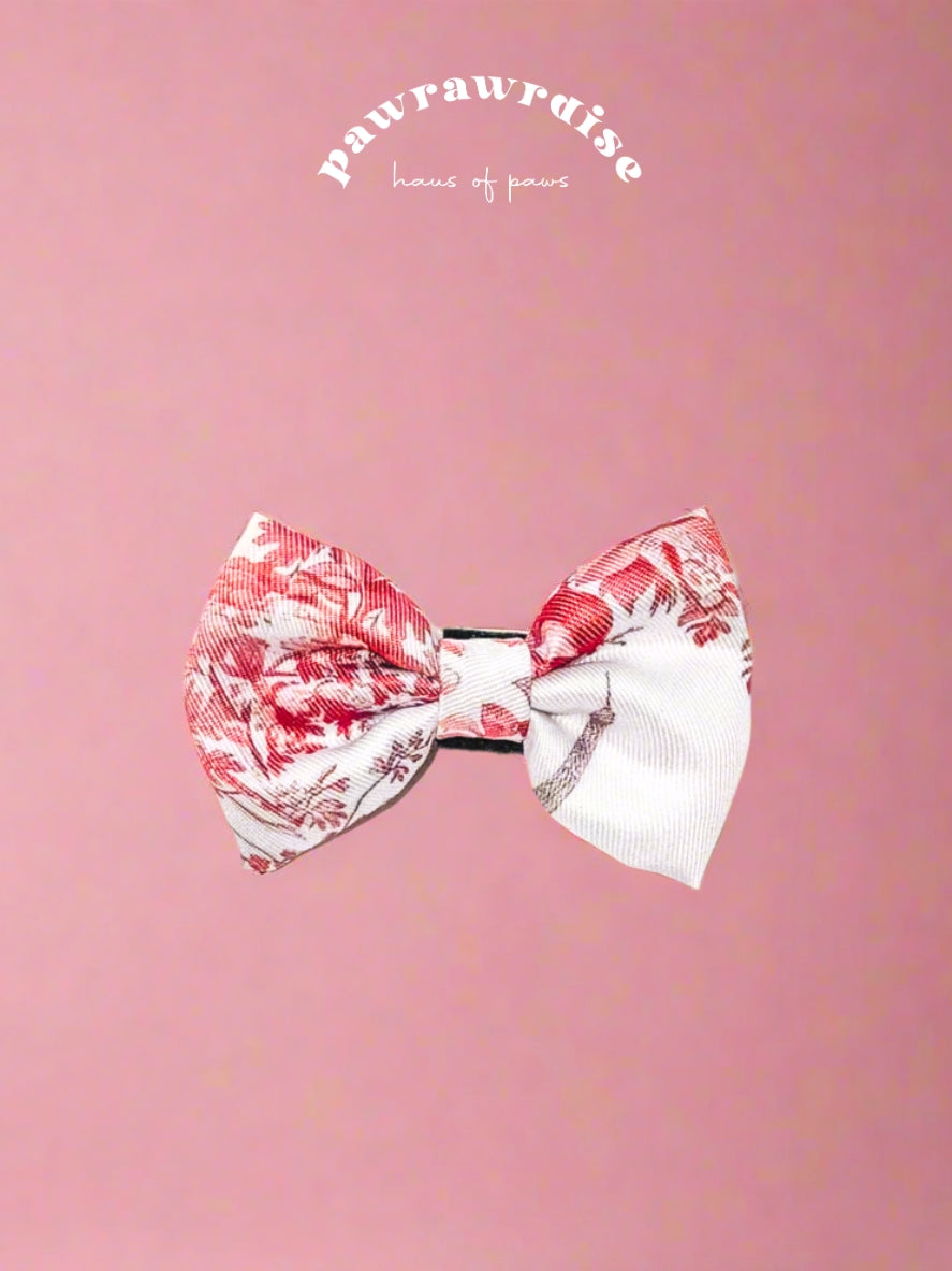 City of Love Bow: decorative pet bow in romantic toile-inspired print