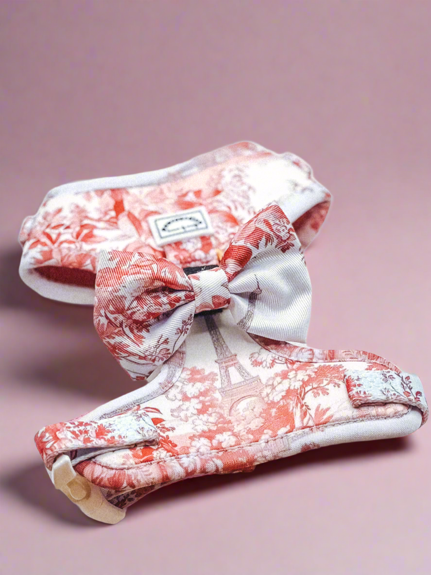 City of Love Bow – decorative pet bow in a romantic toile-inspired print