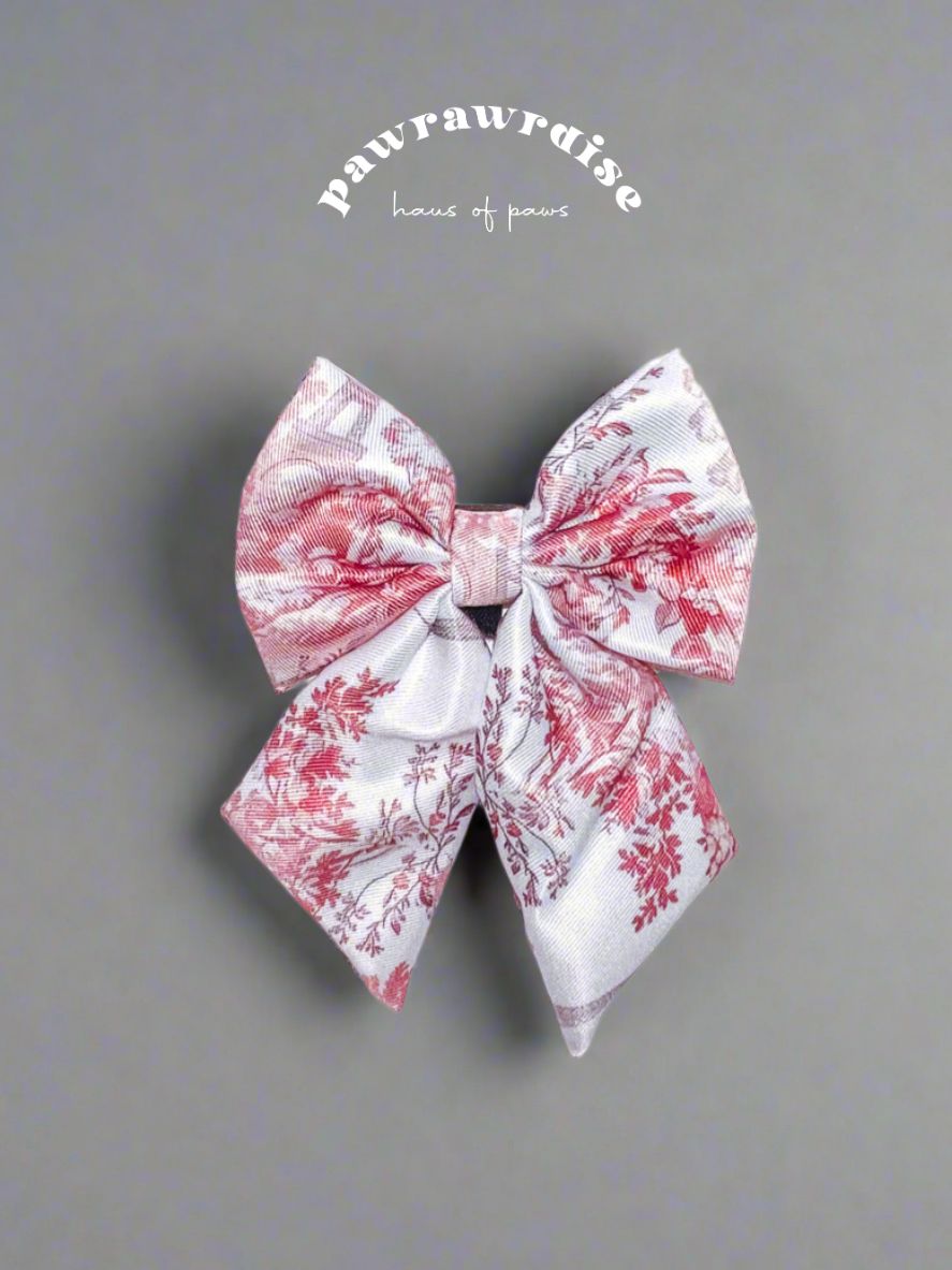 City of Love Sailor Bow – decorative pet bow in a romantic toile-inspired print
