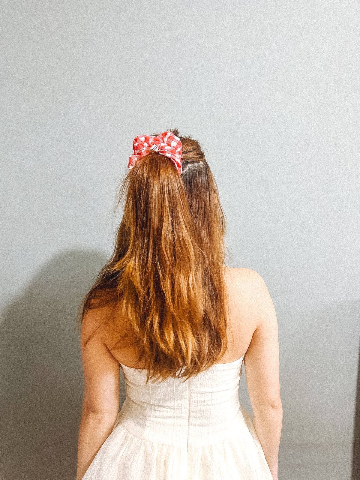 Gingham Red Large Scrunchie – matching hair accessory for pet parents in a gingham print