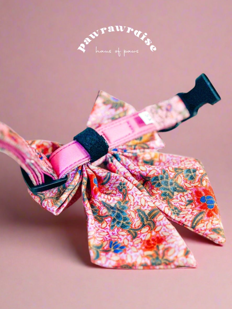 Leigh Nonya Blossom Sailor Bow: decorative pet bow in Nonya-inspired floral print