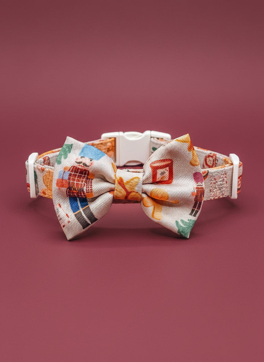 Noel's Tradition Bow Tie – decorative pet bow in a festive print