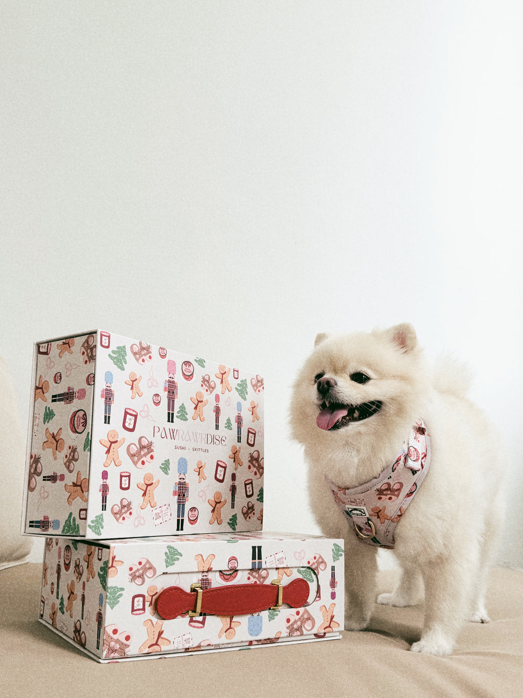 Noel's Tradition matching dog and cat harness, leash and poop bag holder gift set by Pawrawrdise