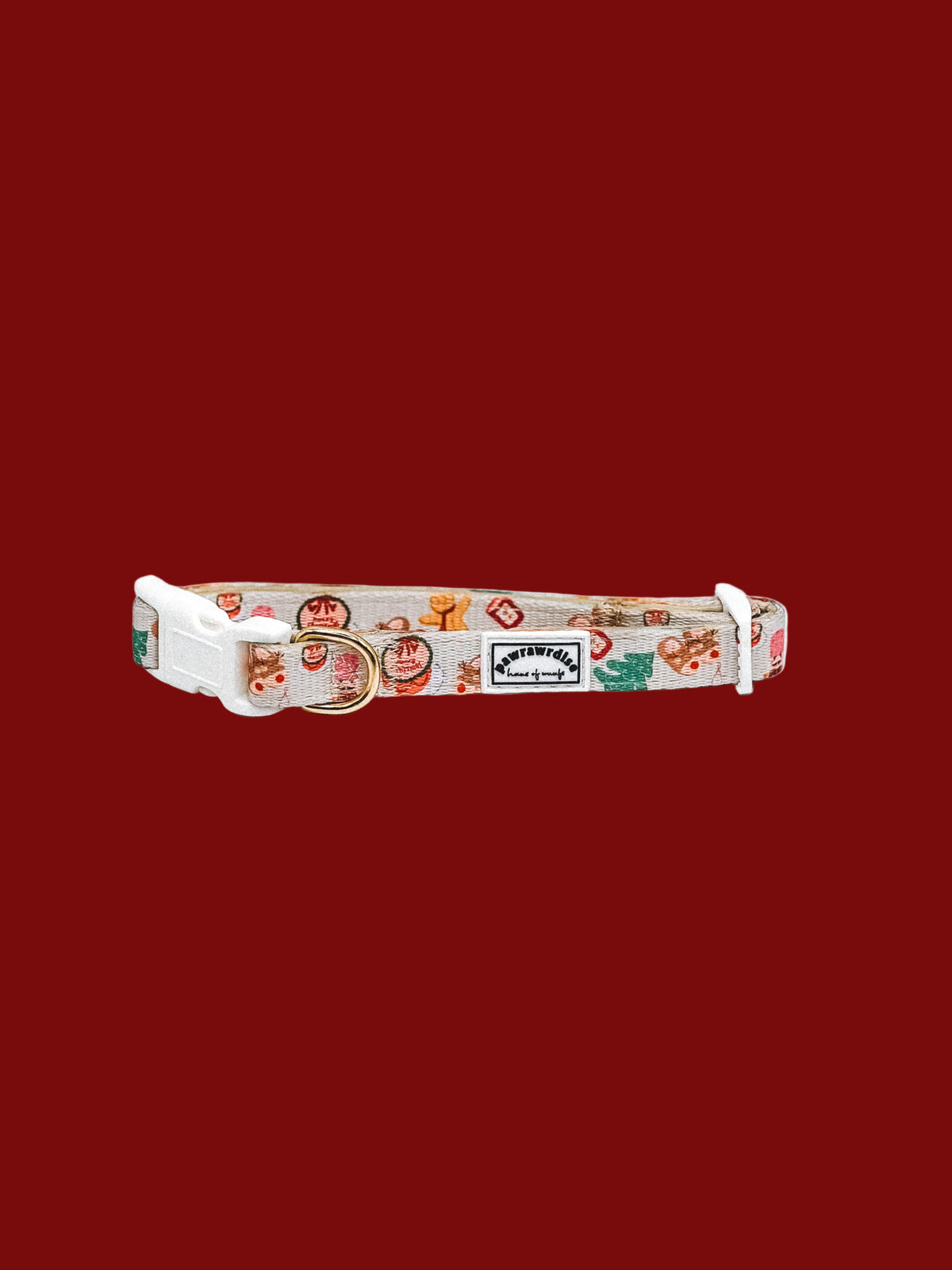 Noel’s Tradition Dog Collar – adjustable dog collar with D-ring and festive print