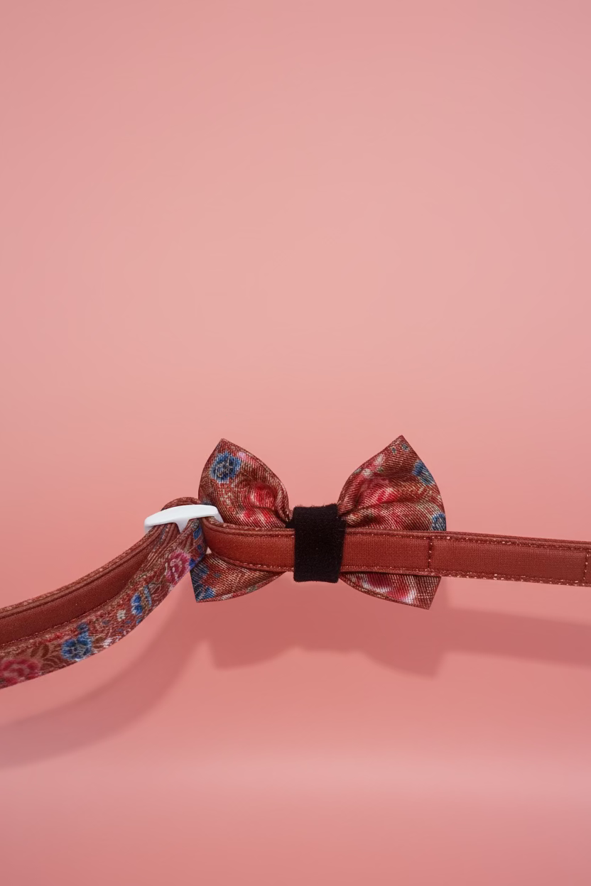 Scarlet Batik Bow Tie – decorative pet bow in a red batik-inspired print