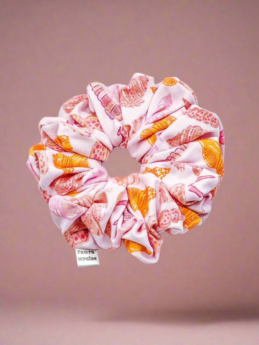 Seashell Large Scrunchie – matching hair accessory for pet parents in a signature print