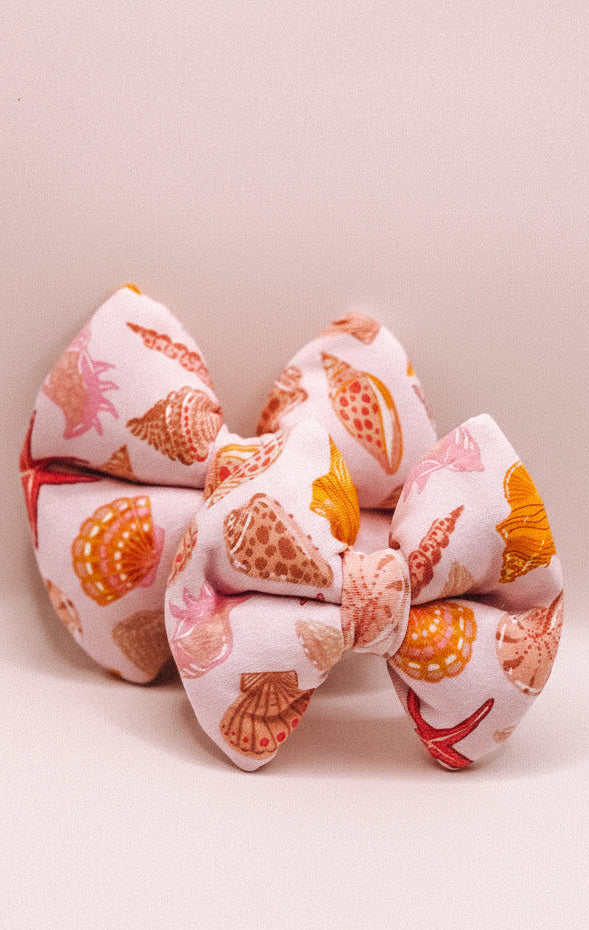 Seashell Pillow Bow – handmade pillow bow for pets in a signature print