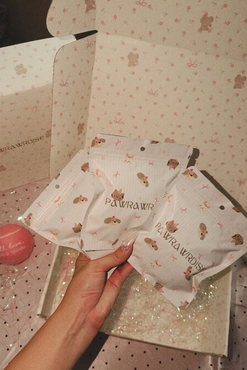 Pawrawrdise Secret Bow Club box of three mystery pet pillow bows