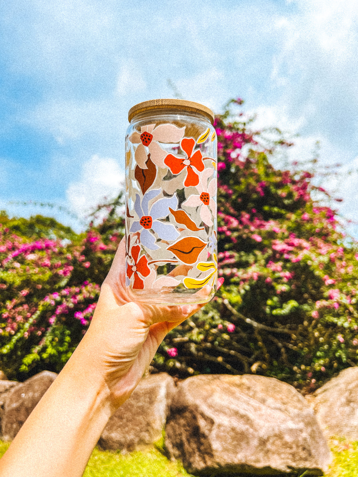 Summer Lurving 16oz Glass Cup – glass cup with bamboo lid and reusable straw