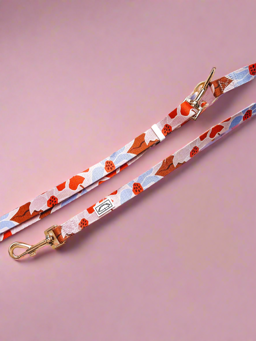 Summer Lurving matching harness and walking accessories for dogs and cats in a tropical-inspired print