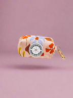 Summer floral patterned product with a brand logo on a pink background