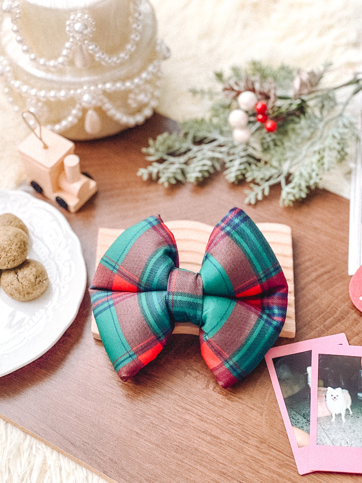 Tartan Pillow Bow – handmade pillow bow for pets in a signature print
