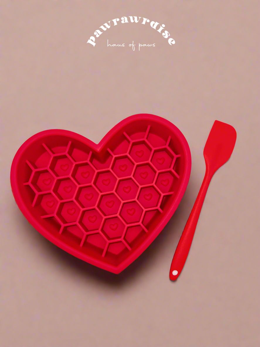 Valentina 2-in-1 Honeycomb Slow Feeder & Lick Mat with Spatula – pet feeding enrichment bowl with textured surface